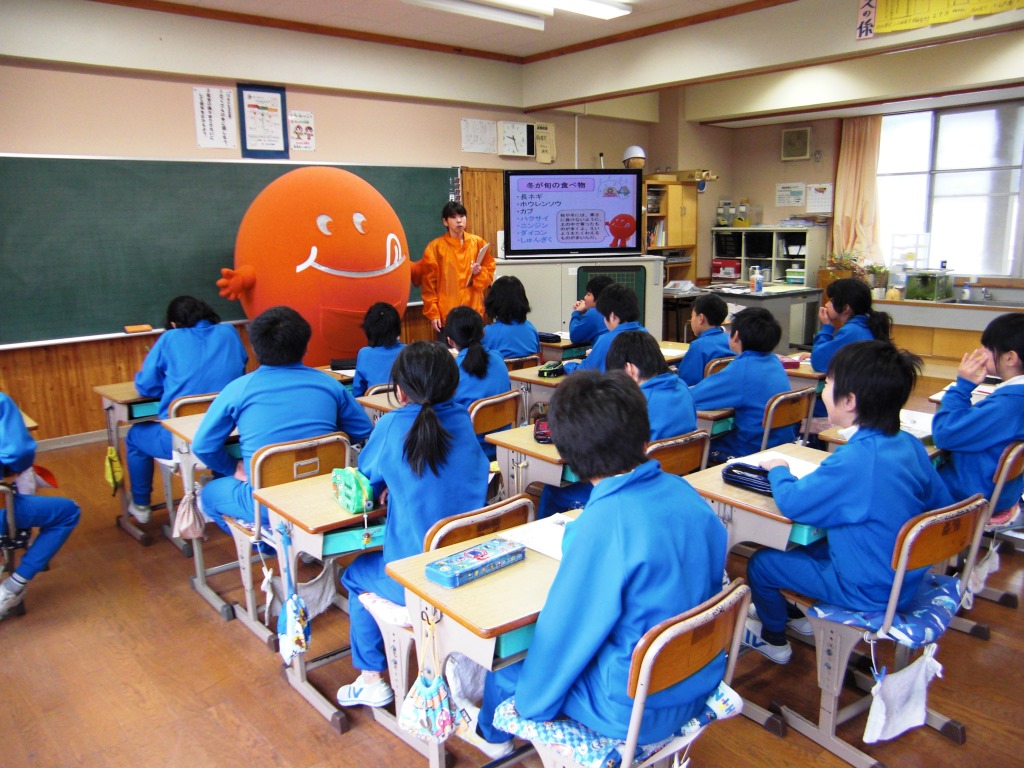 旬ちゃん学校訪問 (麻績村立麻績小学校) おいしい信州ふーどキャンペーン